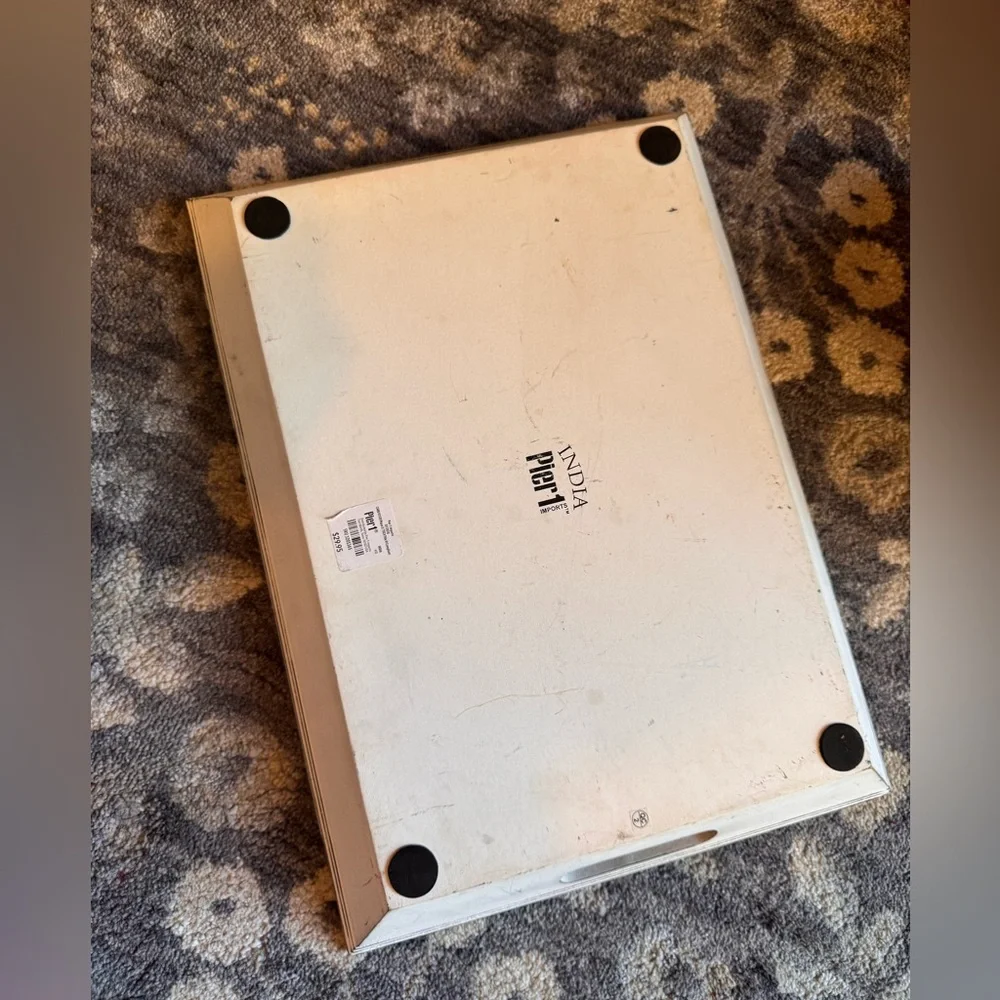 Pier 1 White Wooden Serving Tray